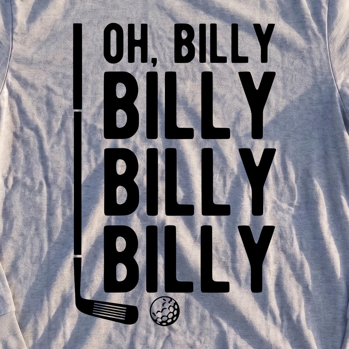 Billy Billy Billy Long Sleeve Tee, print close-up on Sport Grey