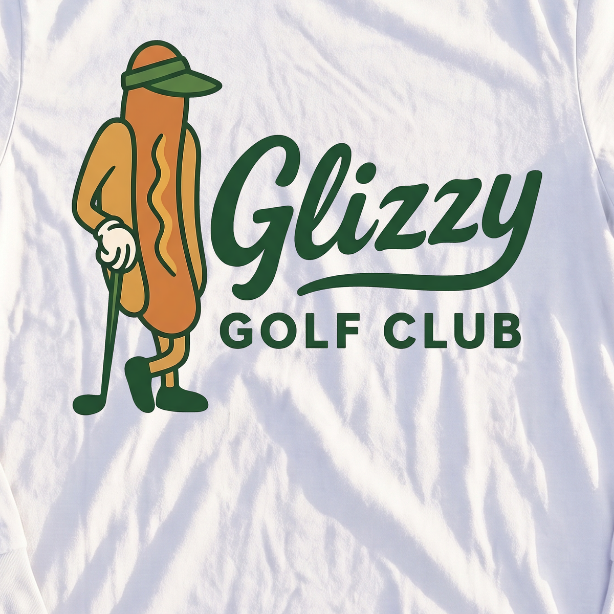 Glizzy Golf Club Long Sleeve Tee, print close-up on White