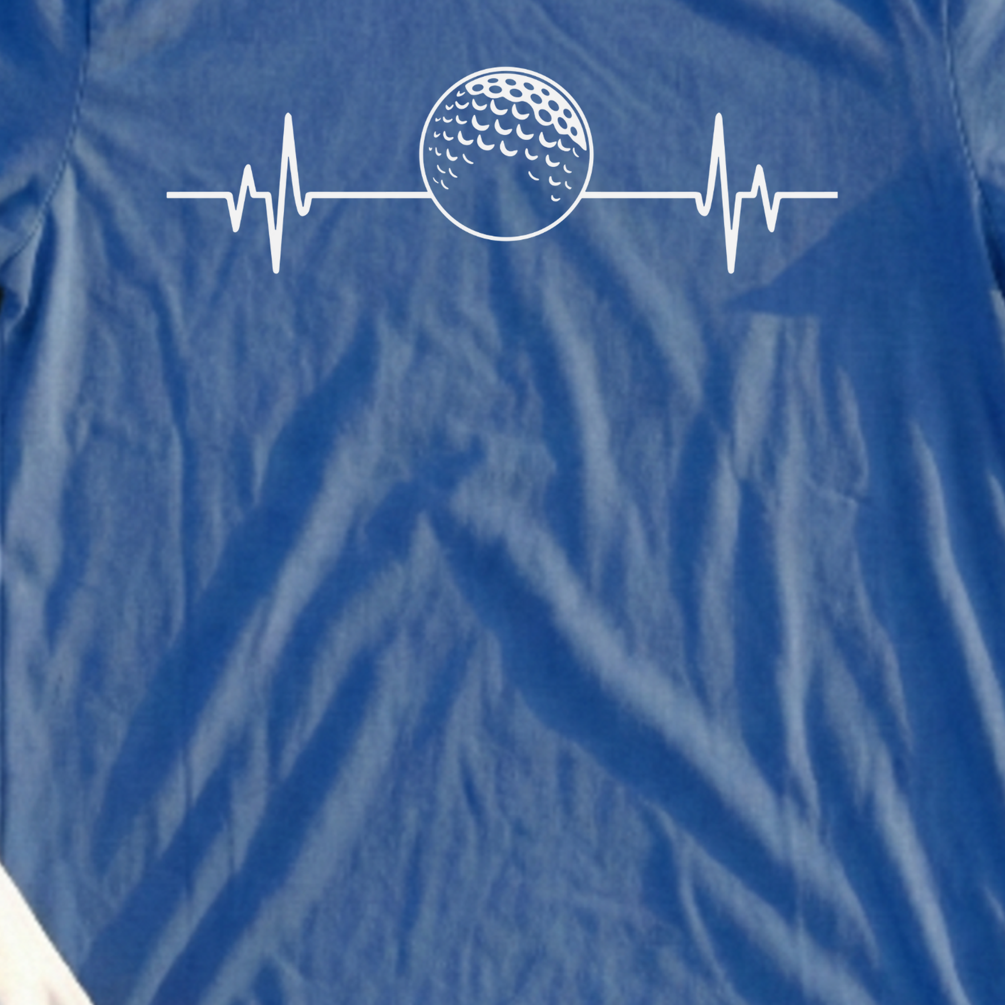Golf Heartbeat Ball Tee, print close-up on Royal
