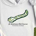 St Andrews Course Map Hoodie, print close-up on White