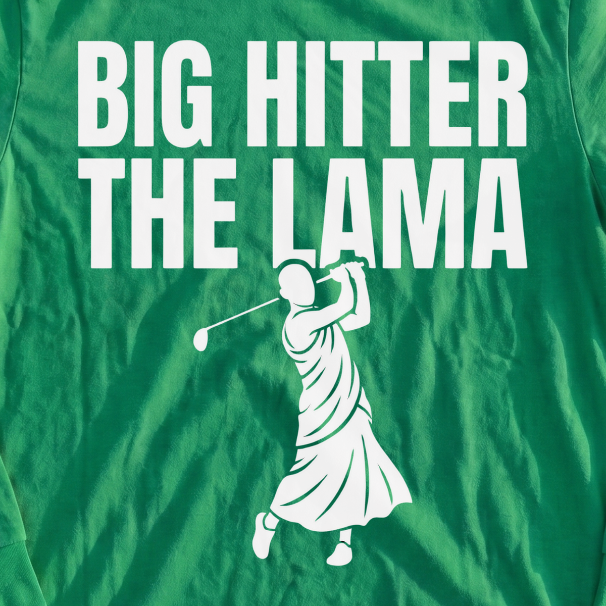 Big Hitter Long Sleeve Tee, print close-up on Irish Green