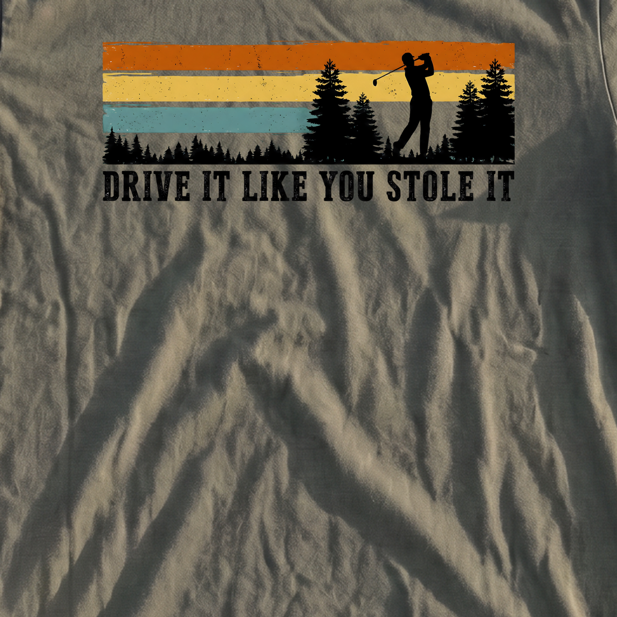 Drive It Like You Stole It Heavyweight Tee, print close-up on Moss