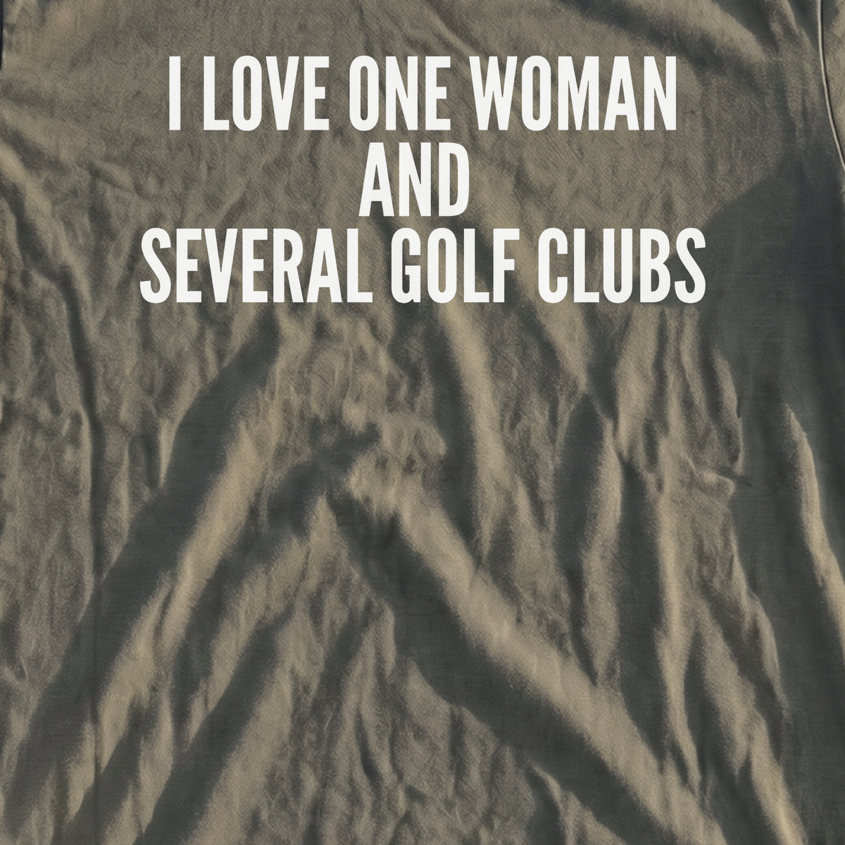 I Love One Woman Premium Tee, print close-up on Moss