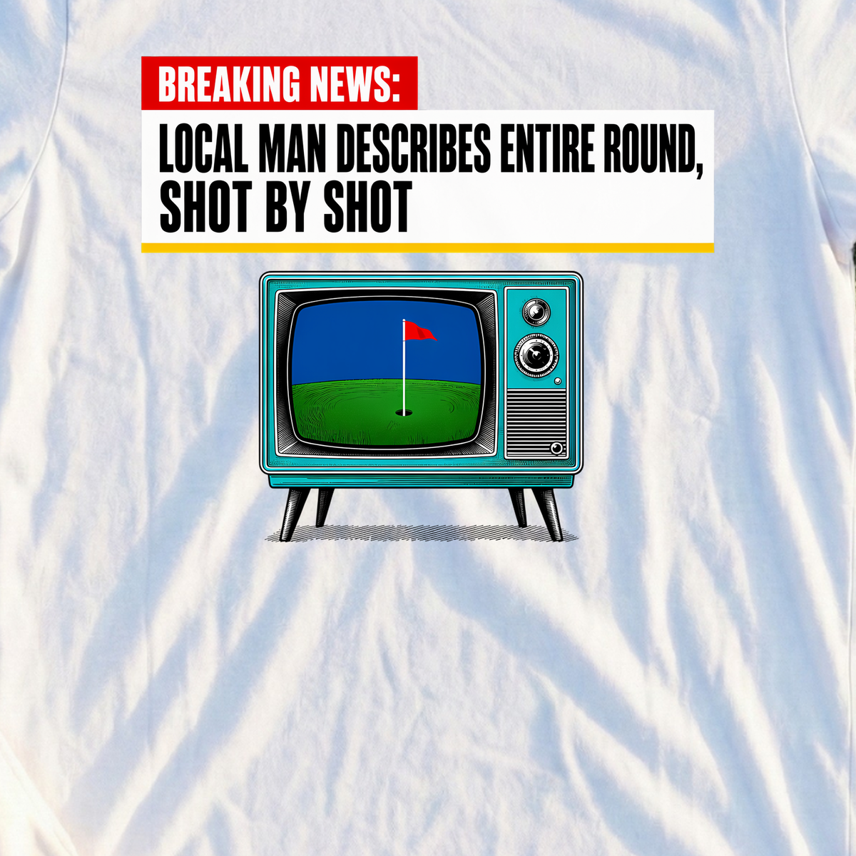 Breaking News Tee, print close-up on White