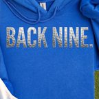Back Nine Dimples Hoodie, print close-up on Royal