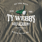 Ty Webb Golf Academy Premium Tee, print close-up on Moss