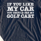 See My Golf Cart Tee, print close-up on Navy