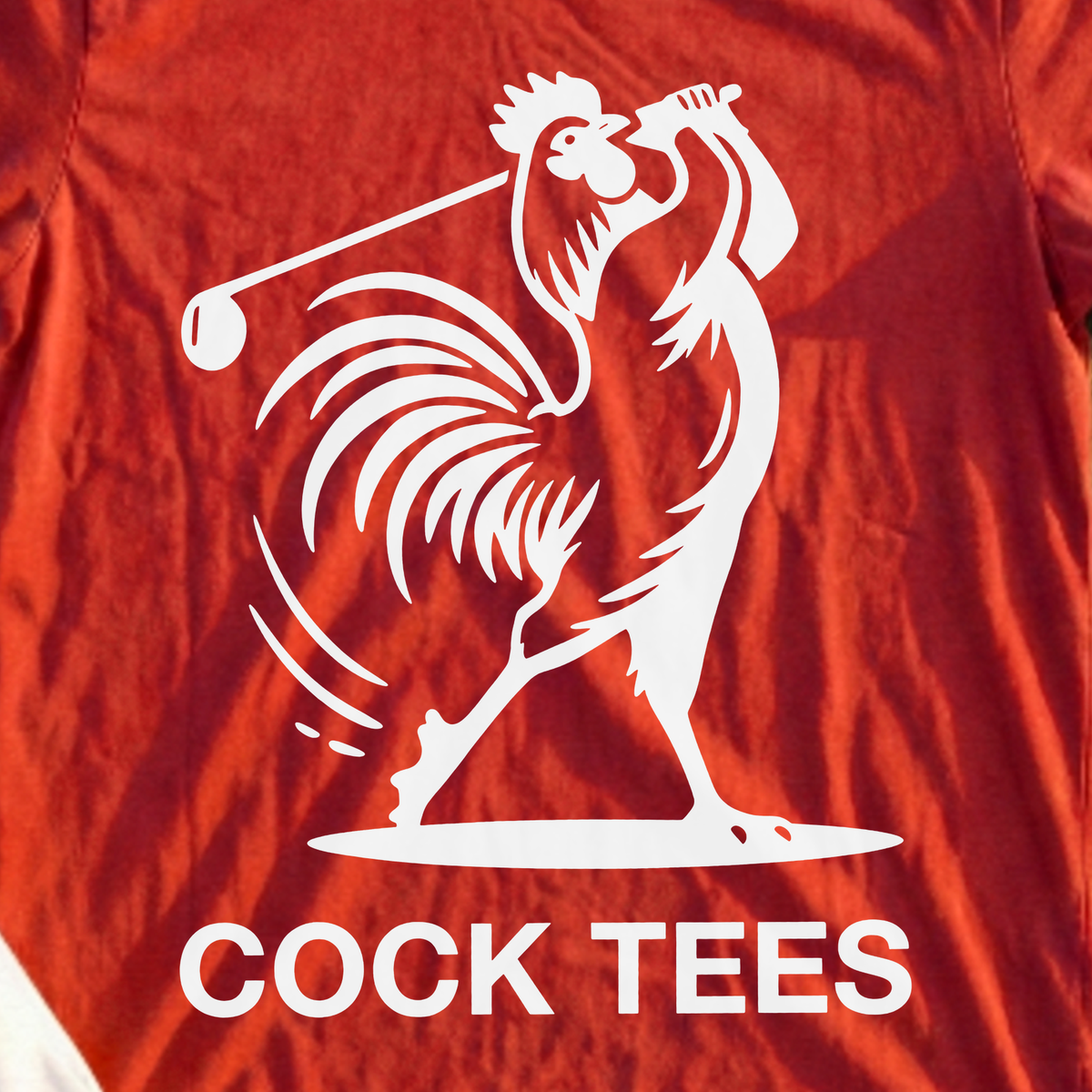 Cock Tees Tee, print close-up on Red