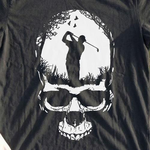Skull Silhouette Tee, print close-up on Black