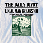 Local Man Breaks 100 Tee, print close-up on White
