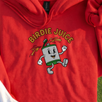 Birdie Juice Flask Hoodie, print close-up on Red