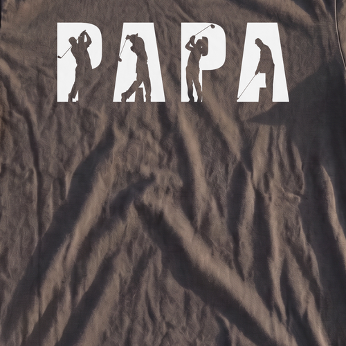 Papa Golfer Premium Tee, print close-up on Pepper