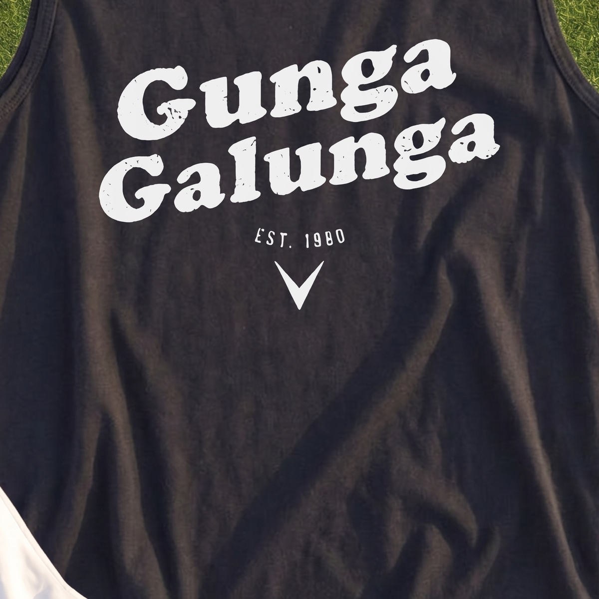 Gunga Galunga 1980 Tank, print close-up on Black
