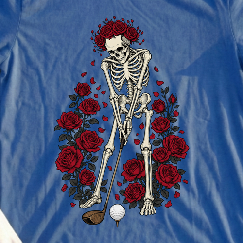 Eternal Drive Tee, print close-up on Royal