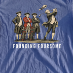 Founding Foursome Premium Tee, print close-up on Mystic Blue