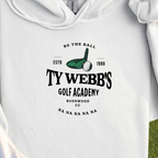 Ty Webb Golf Academy Hoodie, print close-up on White