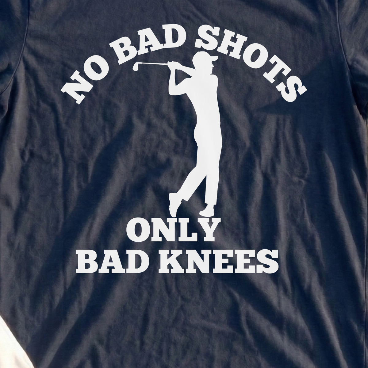 No Bad Shots Tee, print close-up on Navy