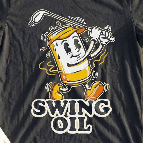 Swing Oil Beer Can Tee, print close-up on Black