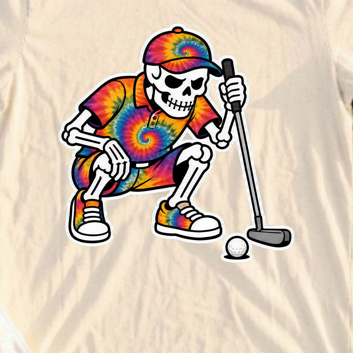 Reading The Green Skeleton Tee, print close-up on Natural