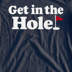 Get In The Hole Tee, print close-up on Navy