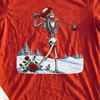 Snow Round Tee, print close-up on Red