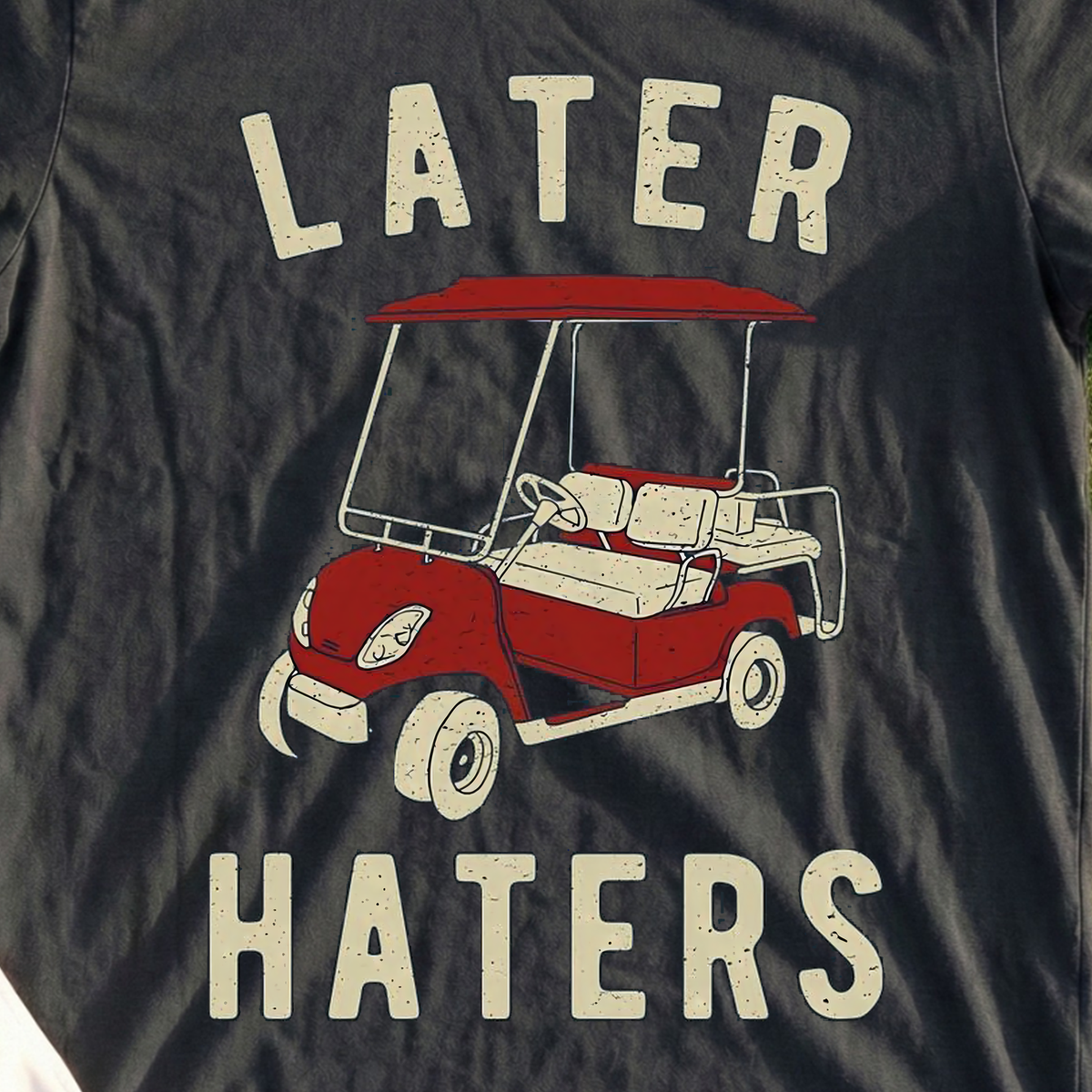 Later Haters Tee, print close-up on Black