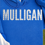 MULLIGAN Dimples Hoodie, print close-up on Royal