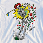 Rose Skeleton Pop Art Tee, print close-up on White
