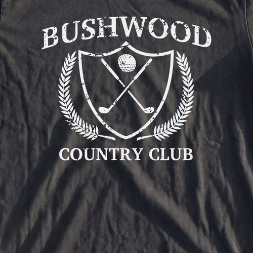 Bushwood Country Club Premium Tee, print close-up on Black