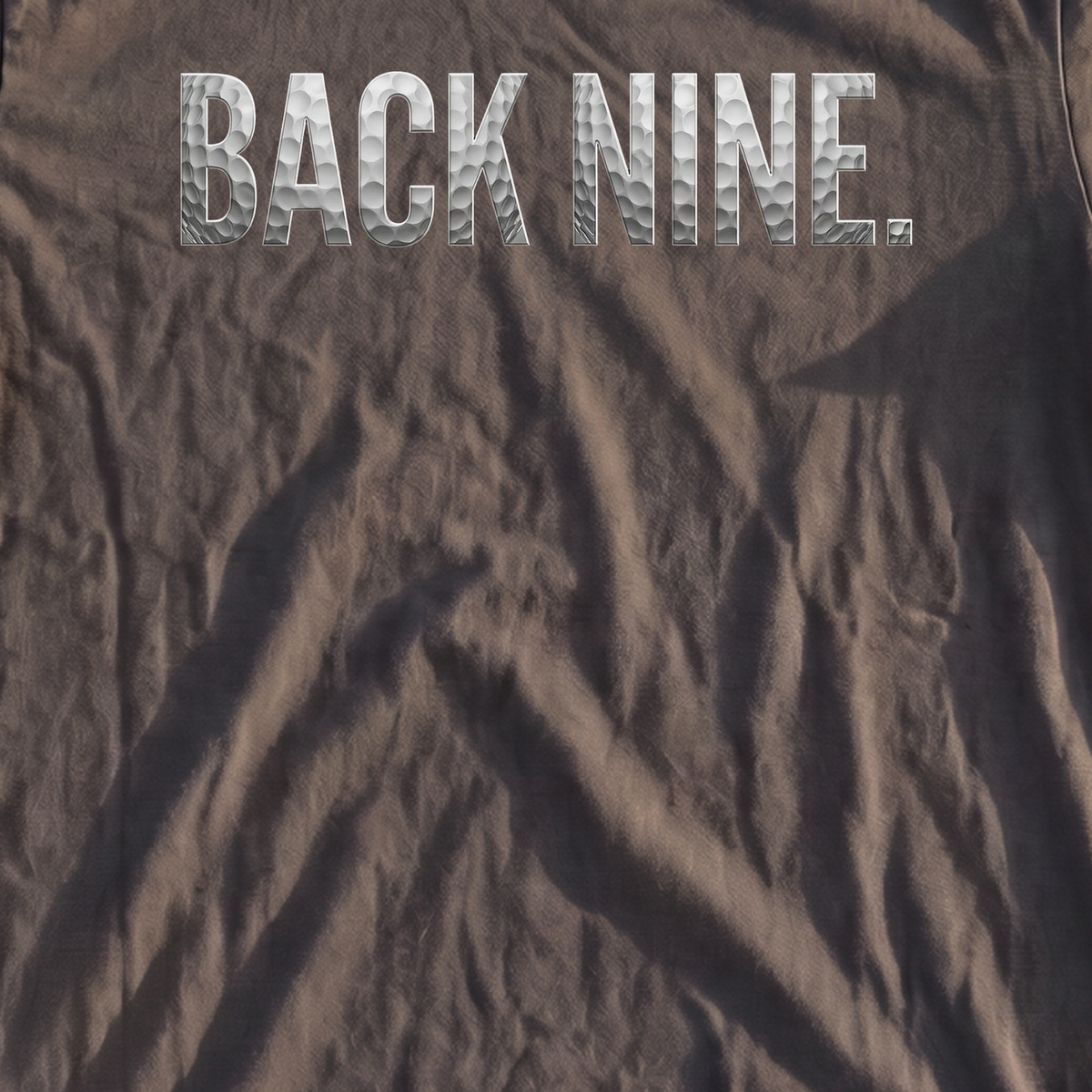 Back Nine Dimples Premium Tee, print close-up on Pepper