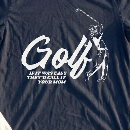 If Golf Was Easy... Tee, print close-up on Navy