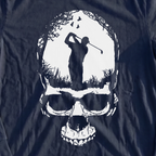Skull Silhouette Long Sleeve Tee, print close-up on Navy