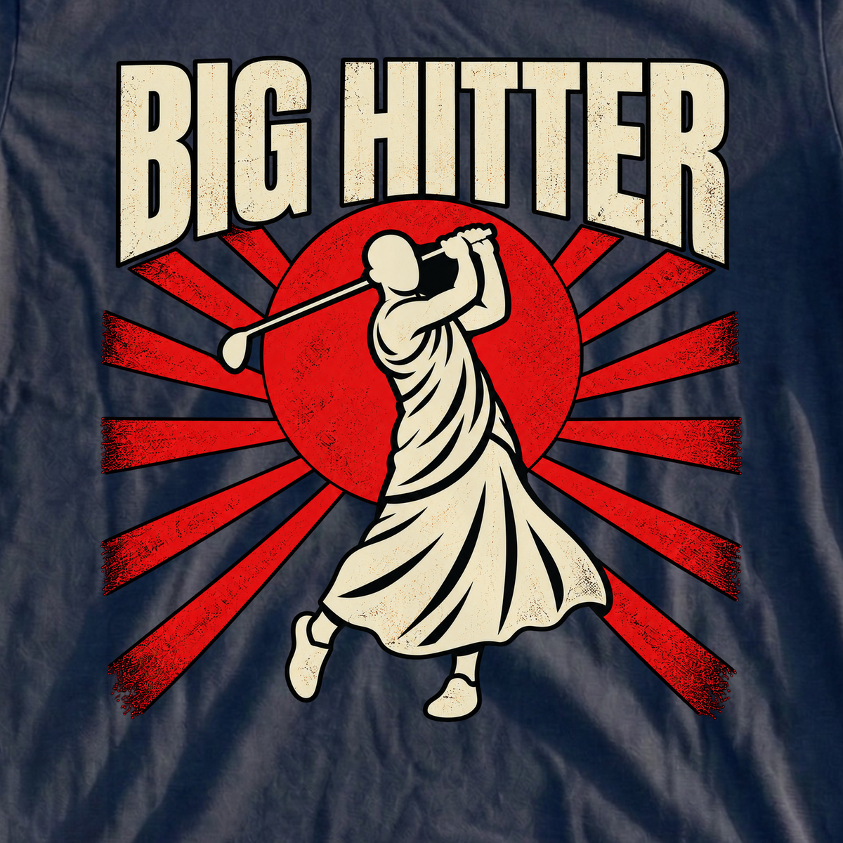 Big Hitter Propaganda Tee, print close-up on Navy