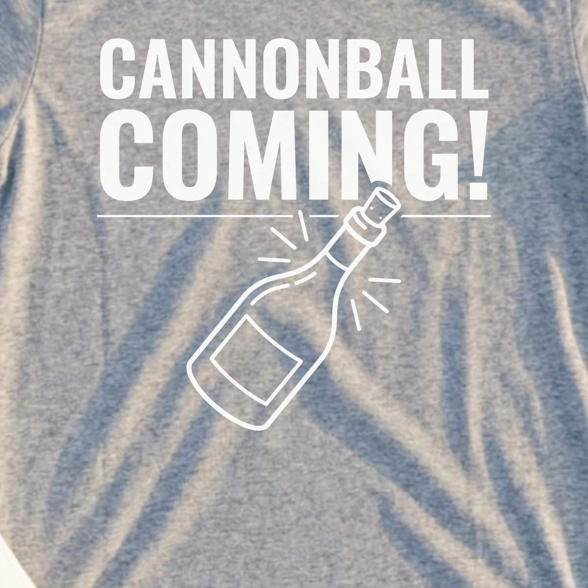 Cannonball Coming Tee, print close-up on Sport Grey