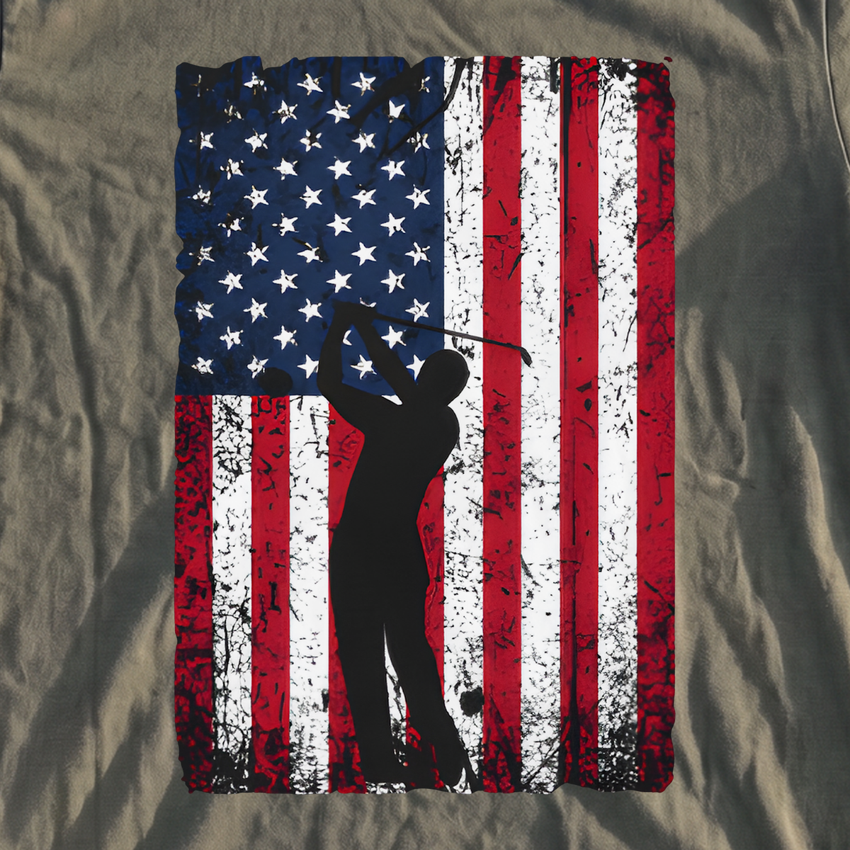 Flag Swing Heavyweight Tee, print close-up on Moss