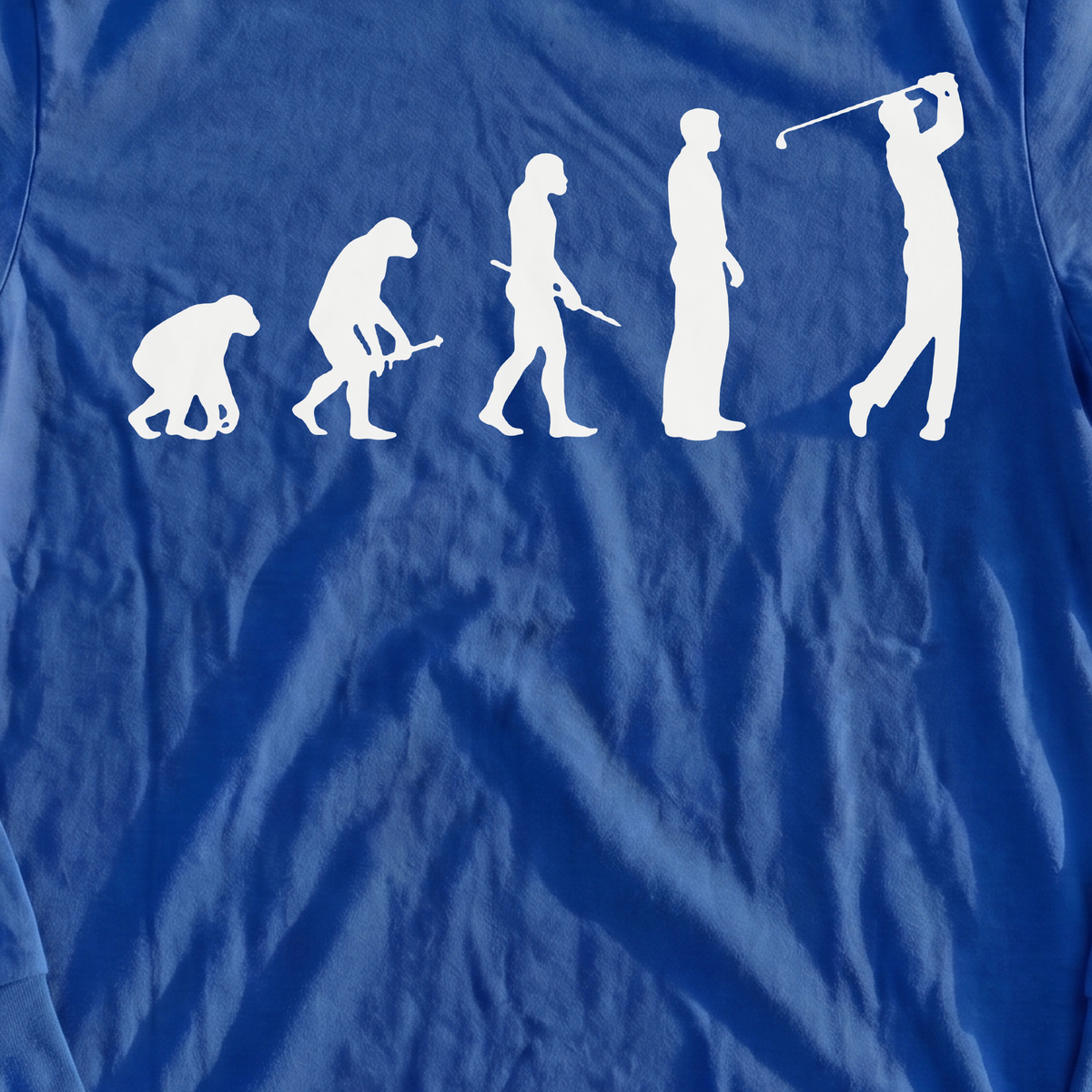 Golfer Evolution Long Sleeve Tee, print close-up on Royal