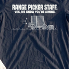 Range Picker Staff Tee, print close-up on Navy