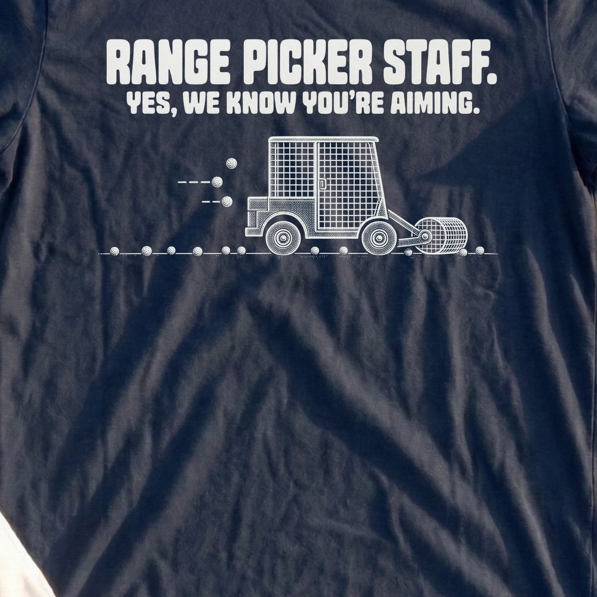 Range Picker Staff Tee, print close-up on Navy