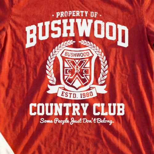 Bushwood 1980 Tee, print close-up on Red