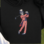 Yankee Doodle Swing Hoodie, print close-up on Black