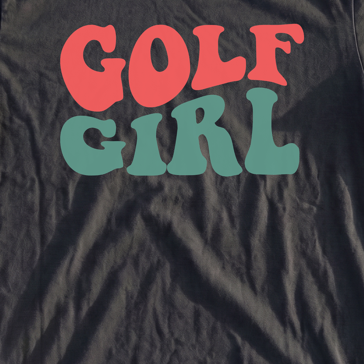 Golf Girl Heavyweight Tee, print close-up on Moss