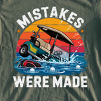 Mistakes Were Made Sinking Cart Tee, print close-up on Military Green