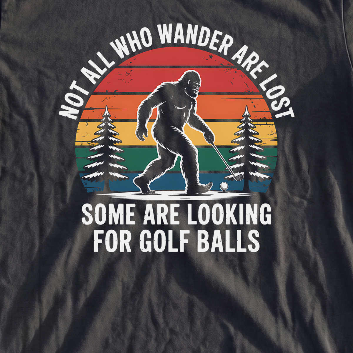 Wandering Sasquatch Heavyweight Tee, print close-up on Mystic Blue