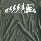 Golf Cart Evolution Tee, print close-up on Military Green