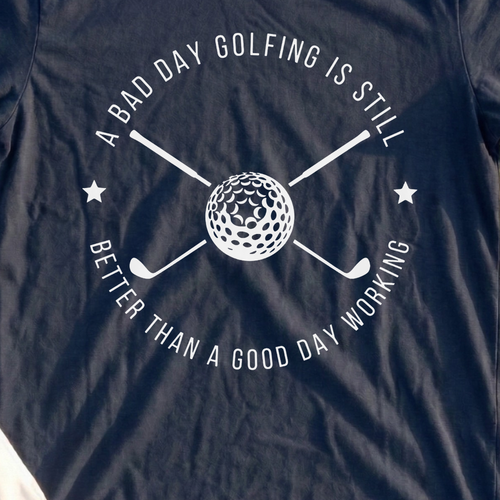 A Bad Day Golfing Tee, print close-up on Navy
