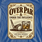 Over Par Bourbon Label Tee, print close-up on Royal