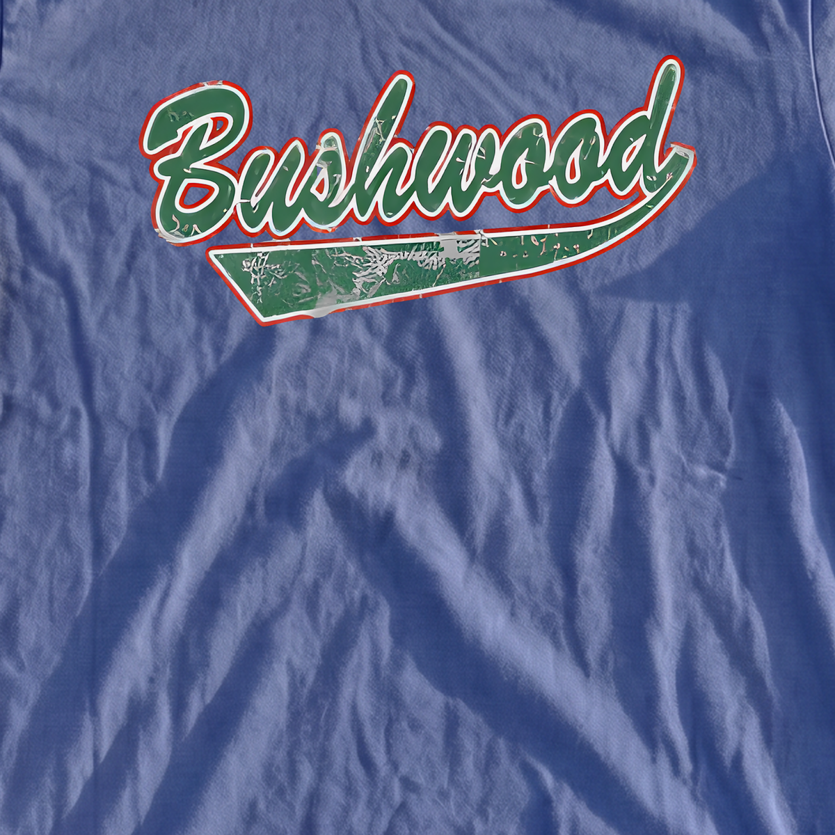 Bushwood Jersey Premium Tee, print close-up on Mystic Blue