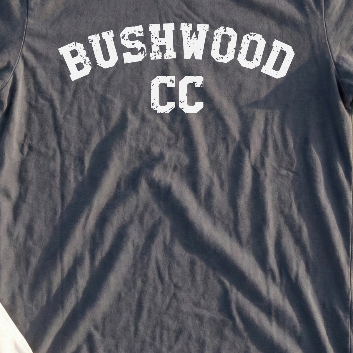 Bushwood CC Tee, print close-up on Dark Heather