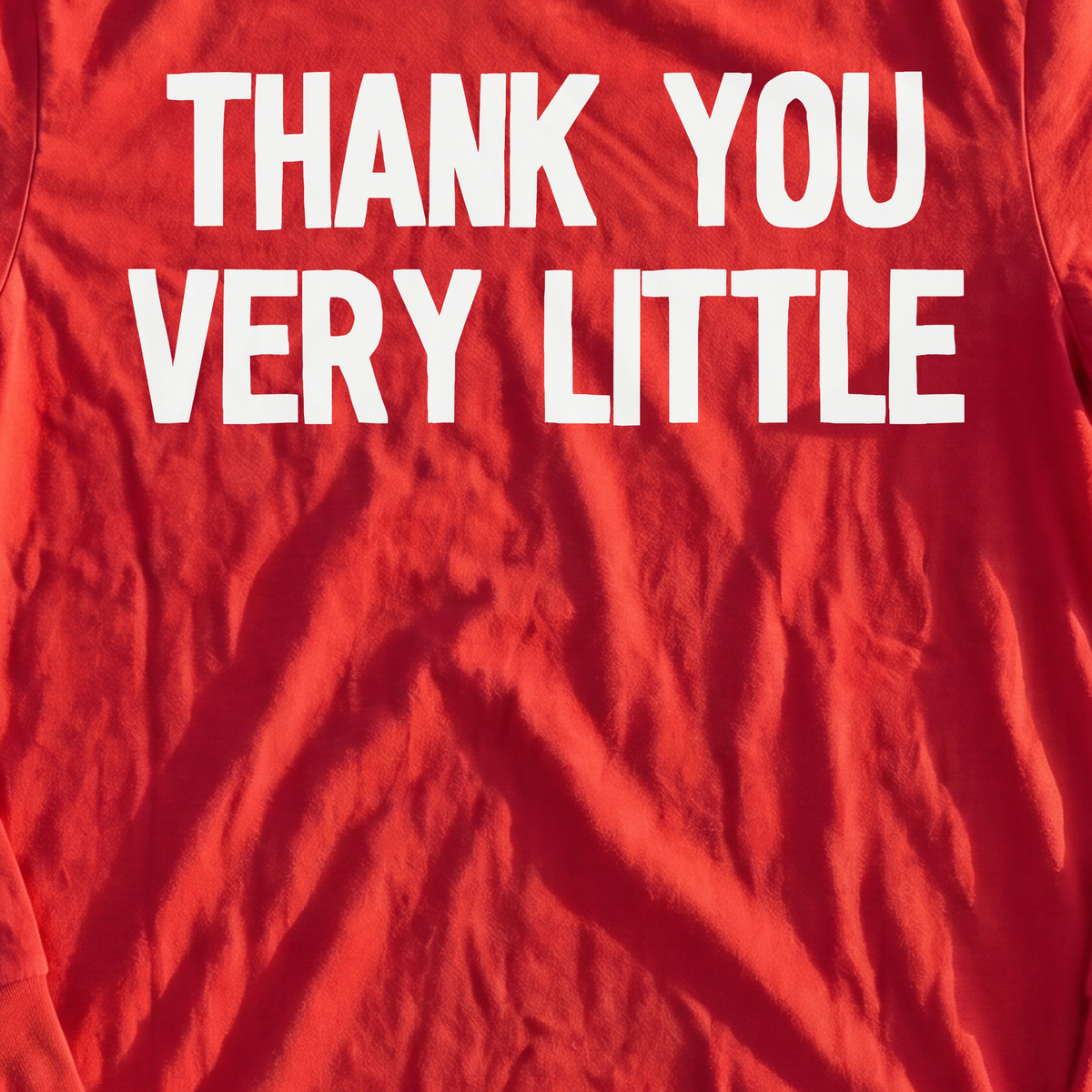 Thank You Very Little Long Sleeve Tee, print close-up on Red