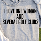 I Love One Woman Hoodie, print close-up on Sport Grey